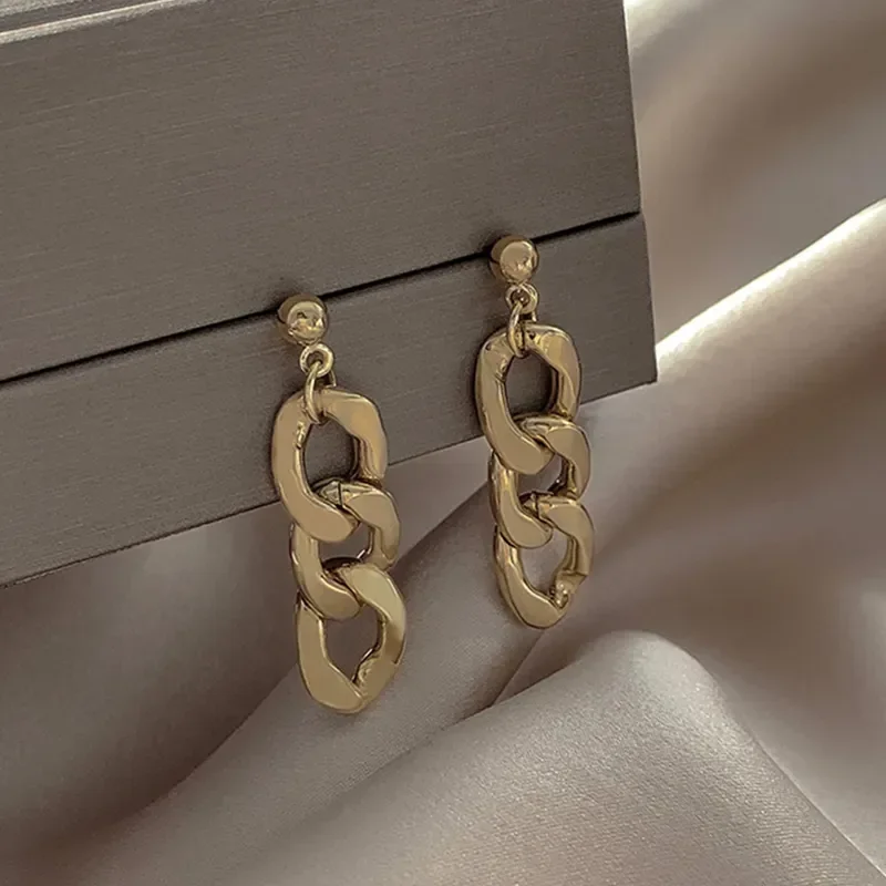 

Simplicity Female Lock Chain Earrings Jewelry For Women Girl Friendship Gifts