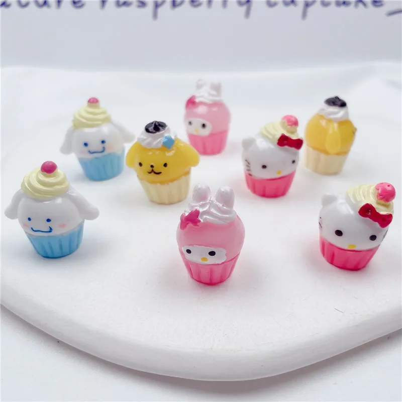 

5Pcs Kawaii Anime Sanrios Cartoon Small Cake Shape Cupcake DIY Resin Miniatures Crafts Phone Shell Patch Hair Accessories Toy