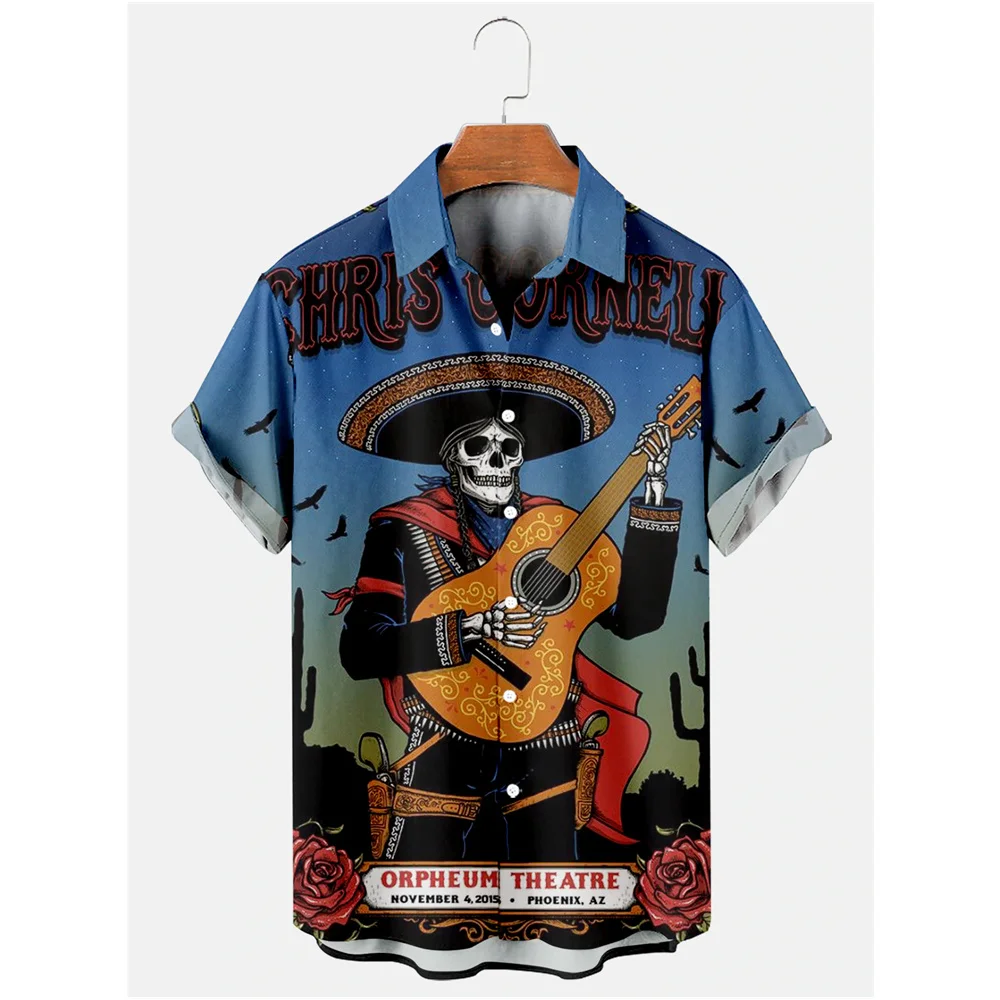 

Гавайская винтажная ужасная 3D печать, топ с коротким рукавом для мужчин, модная одежда, летняя пляжная Повседневная рубашка для отпуска, Мужская футболка