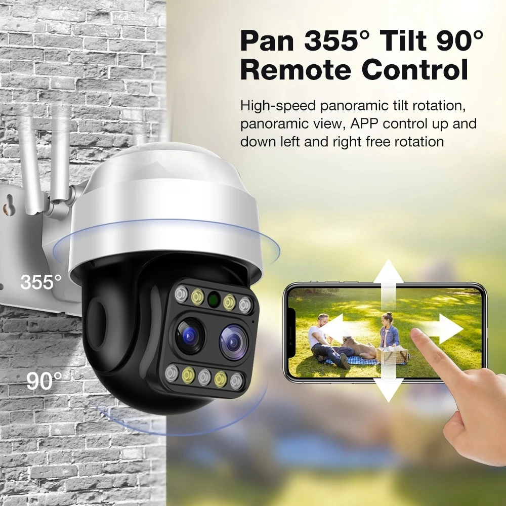 IP-камера HONTUSEC Yoosee HD 5 МП с двойным объективом IP66 PTZ Wi-Fi 4-кратный зум камера