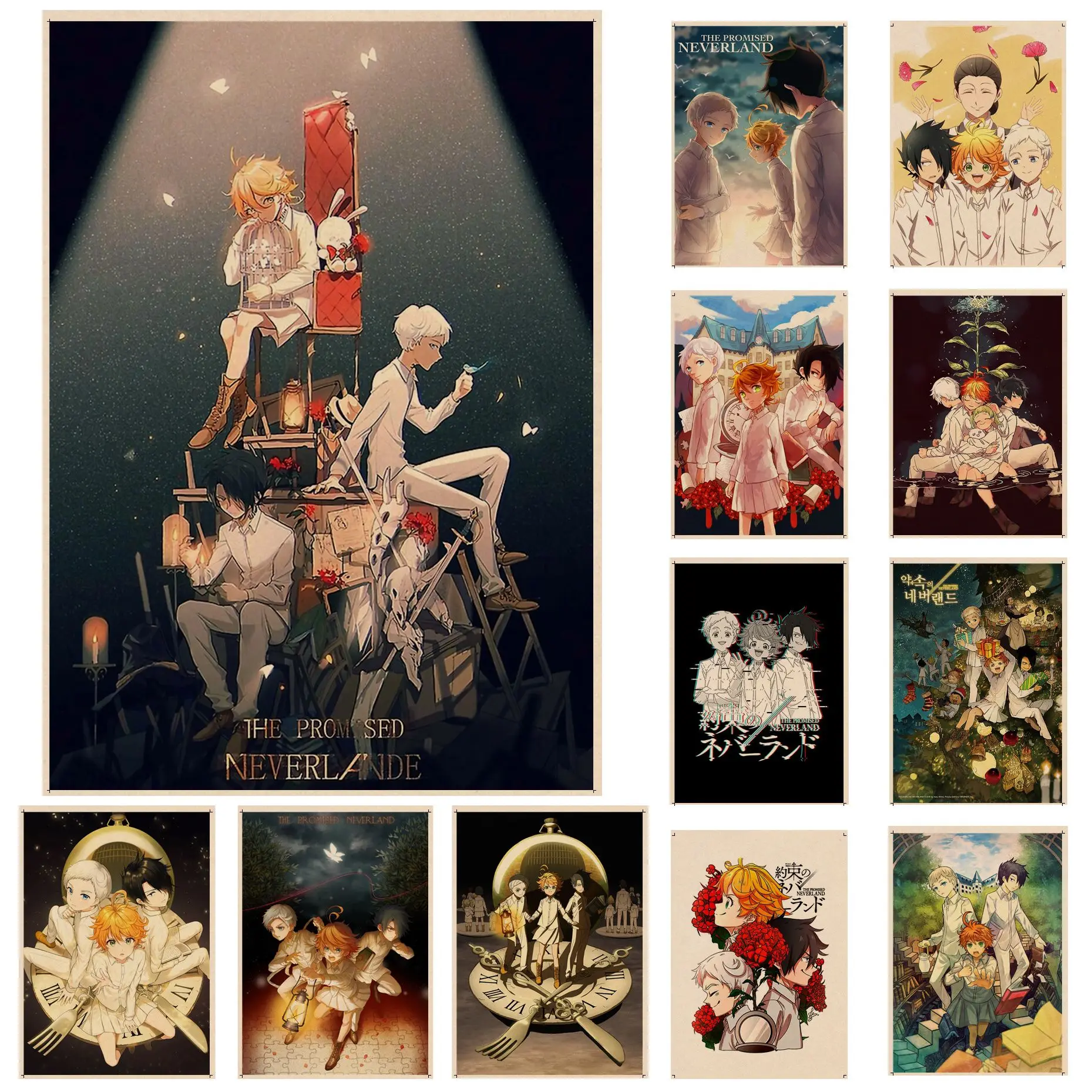 

Anime The Promised Neverland Anime Posters Vintage Room Home Bar Cafe Decor Nordic home decor
