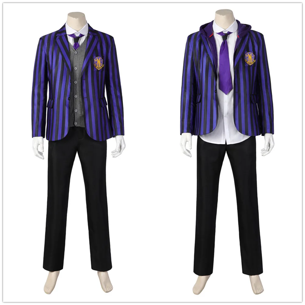 

Wednesday Cosplay Eugene Otinger Xavier Thorpe Top Pants Addams Costume Outfits Halloween Carnival Party Suit