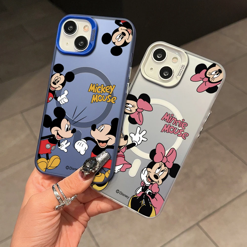 Disney cute Mickeys Minnies пара магнитных чехлов Magsafe для iPhone 11 12 13 14 15 16 Pro Max Plus мягкий