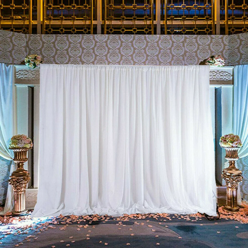 

Wedding White Background Curtain Silk Material Hotel Event Drapery Baby Shower Wedding Birthday Photography Hanging Curtain