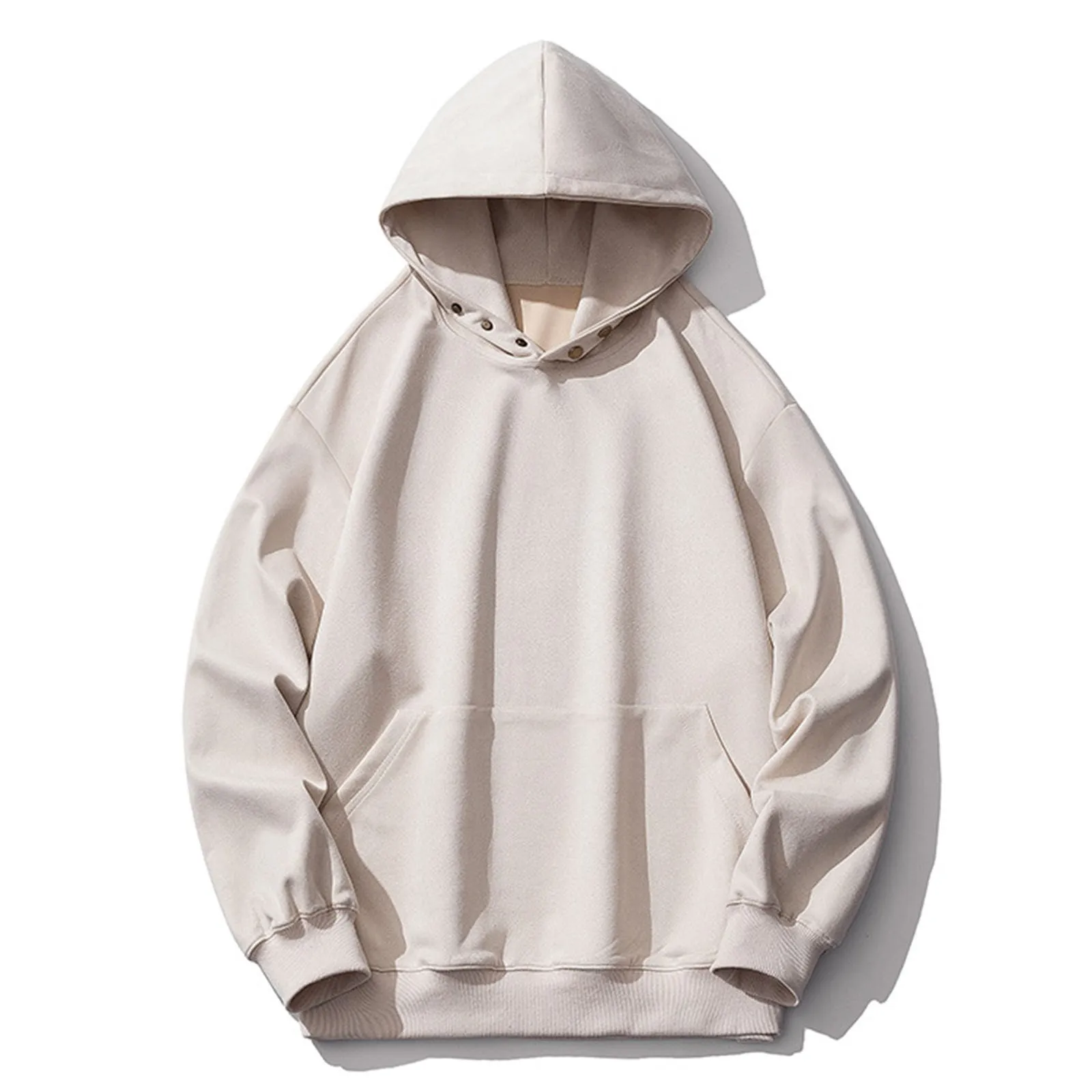 

Button Hooded Sweatshirt For Men Male Autumn And Winter Thick Sweatshirt Long Sleeve High-Neck Retro Loose Fit Harajuku Blouse