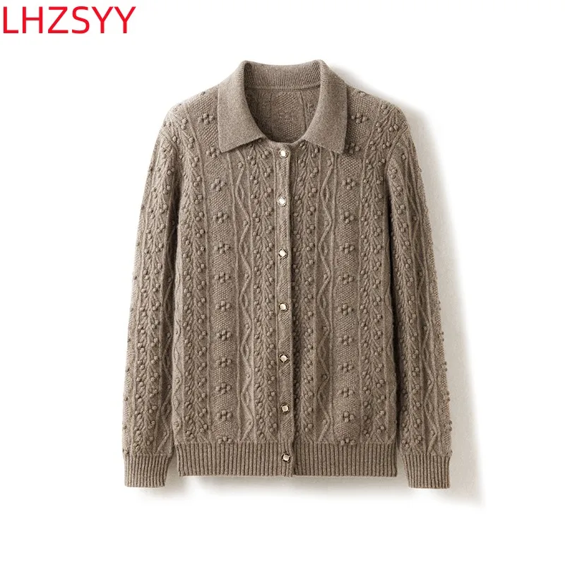 LHZSYY 100% чистый кашемировый кардиган Женская Высококачественная куртка с