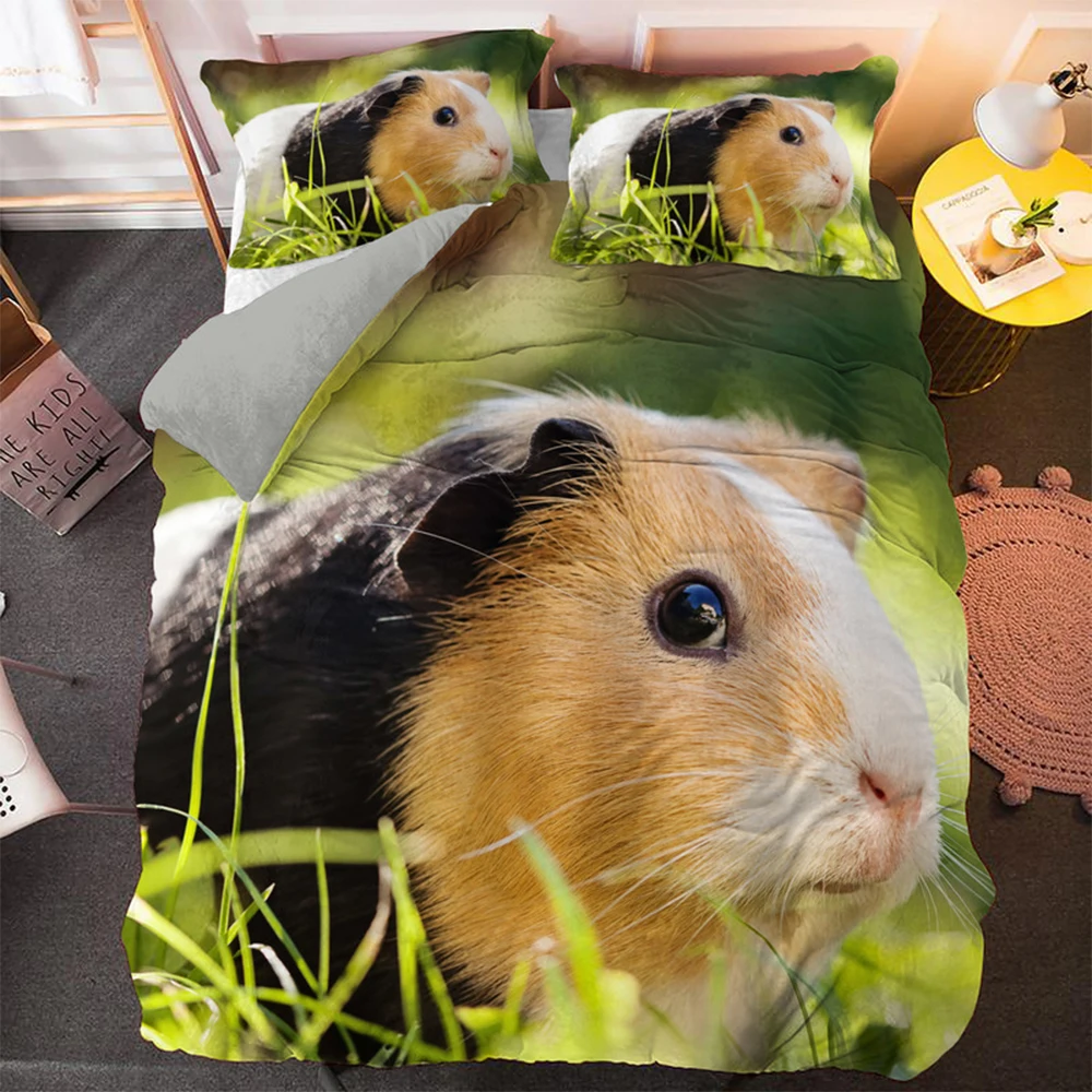 

Animal Printing Polyester Comforter Cover Queen King Size Cute Guinea Pig Bedding Set For Teens Kids Bedroom Quilt Covers 2/3Pcs
