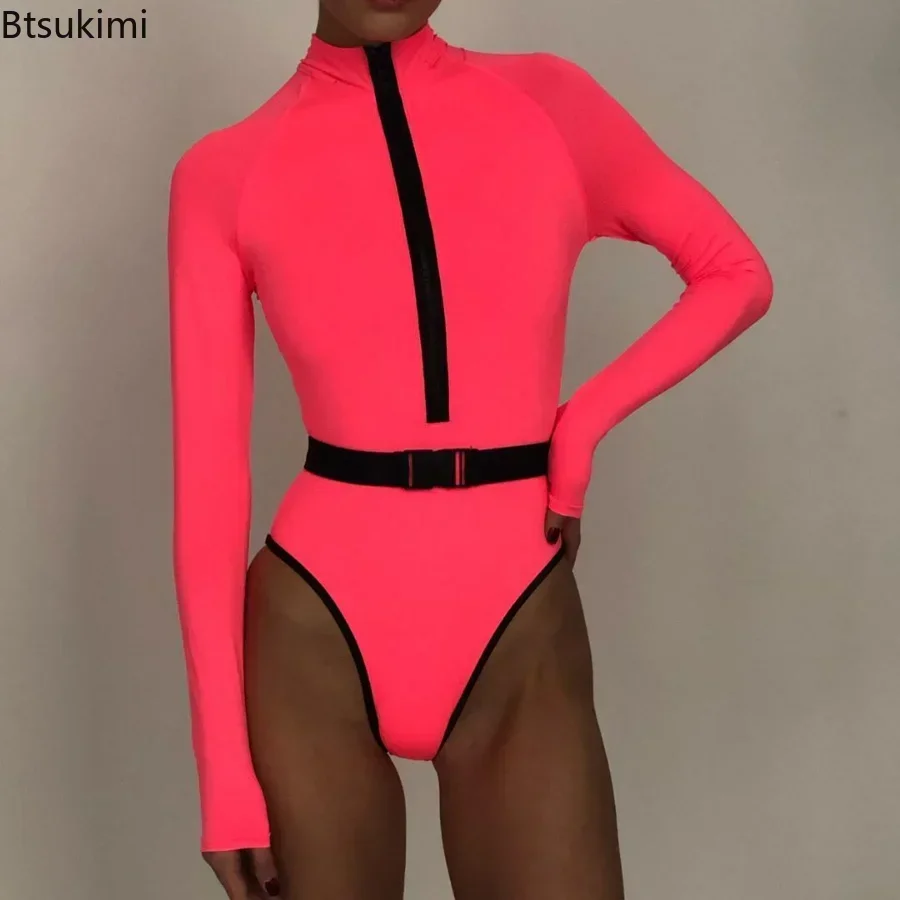 Новинка 2024 сексуальный цельный купальник для серфинга Женский неоновый
