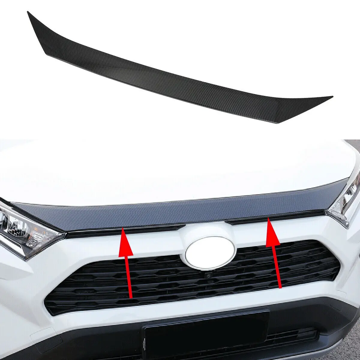 

Carbon Fiber Accessories For Toyota RAV4 2019 2020 2021 Head Front Hood Bonnet Grille Lid Sticker Protect Cover Trim