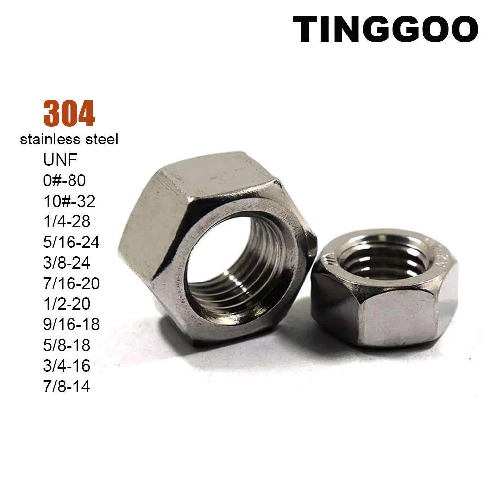 

1/50 шт UNF 0 # -80 10 # -32 1/4-28 5/16-24 3/8-24 5/16-24 От 3/8-24 до 7/8-14 Нержавеющая сталь 304 США Грубая резьба Великобритании Шестигранная шестигранная гайка