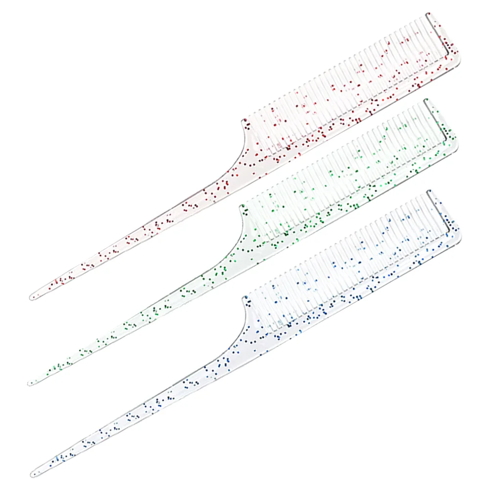 

3 Pcs Comb Pick Hair Parting Combss Women Transparent Red Highlight Rat Tooth Parting Tip Abs