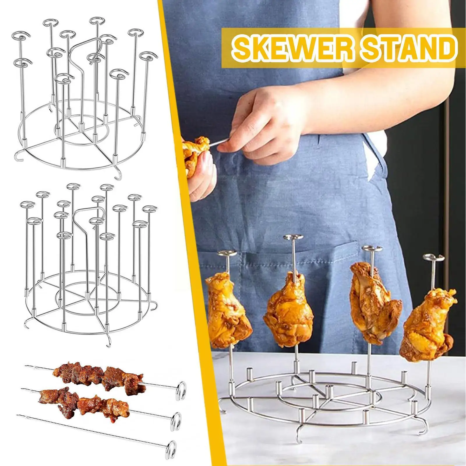

6.2 /8.2 Inch Steel Roast Chicken Rack Vertical Meat Rack Bbq Rack Steel Dehydration Rack M2w6