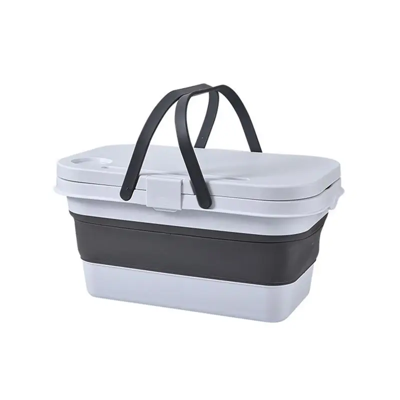 

Collapsible Picnic Baskets Portable Storage Container For Fruit Veggies Snacks Drinks Large Box For Camping Outdoor Party Car