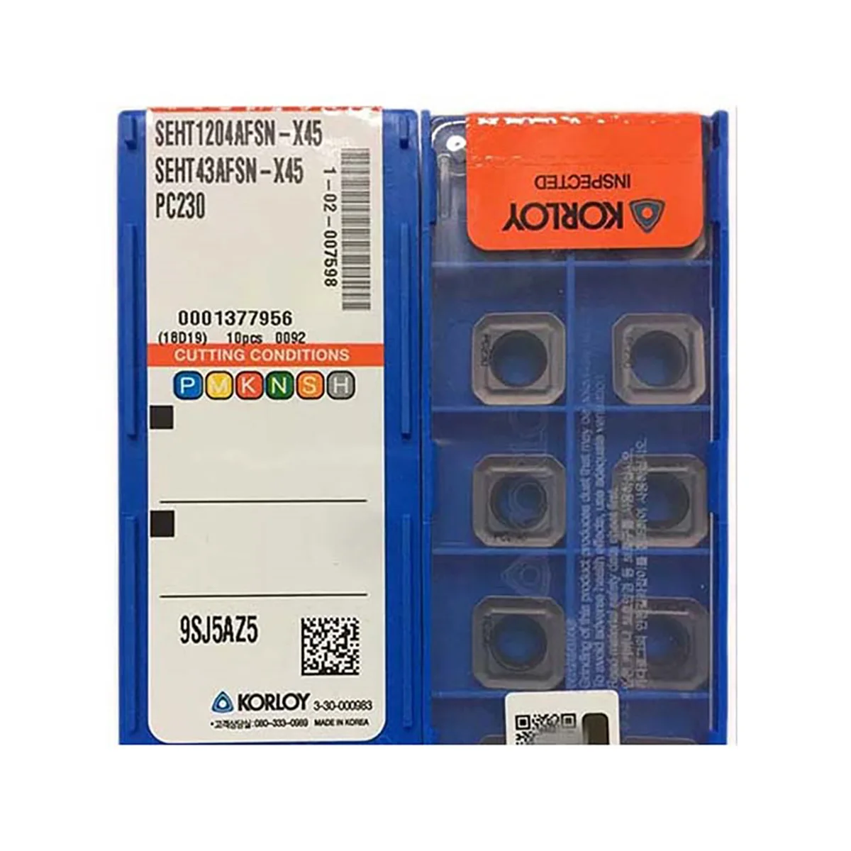 

KORLOY 100% Original SEHT SEHT1204AFSN Milling X45 X83 PC230 NCM335 H01 Turning Positive Button Tool Inserts CNC Milling Cutter