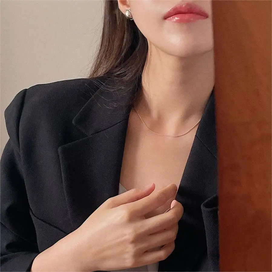 Женская тонкая цепочка-чокер из серебра 925 пробы