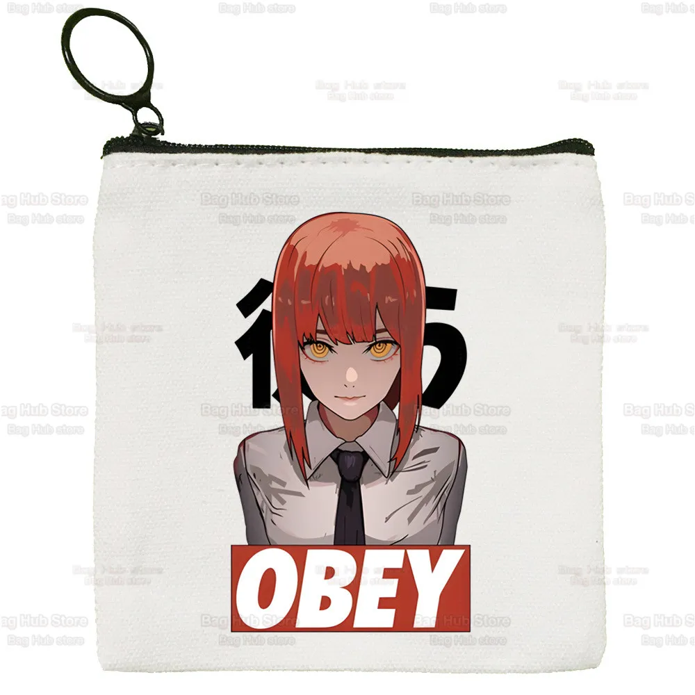Chainsaw Man Makima Simple Canvas Coin Purse Cute Pochita Cartoon Key Case Anime Cartoon Bag Coin Storage Bag