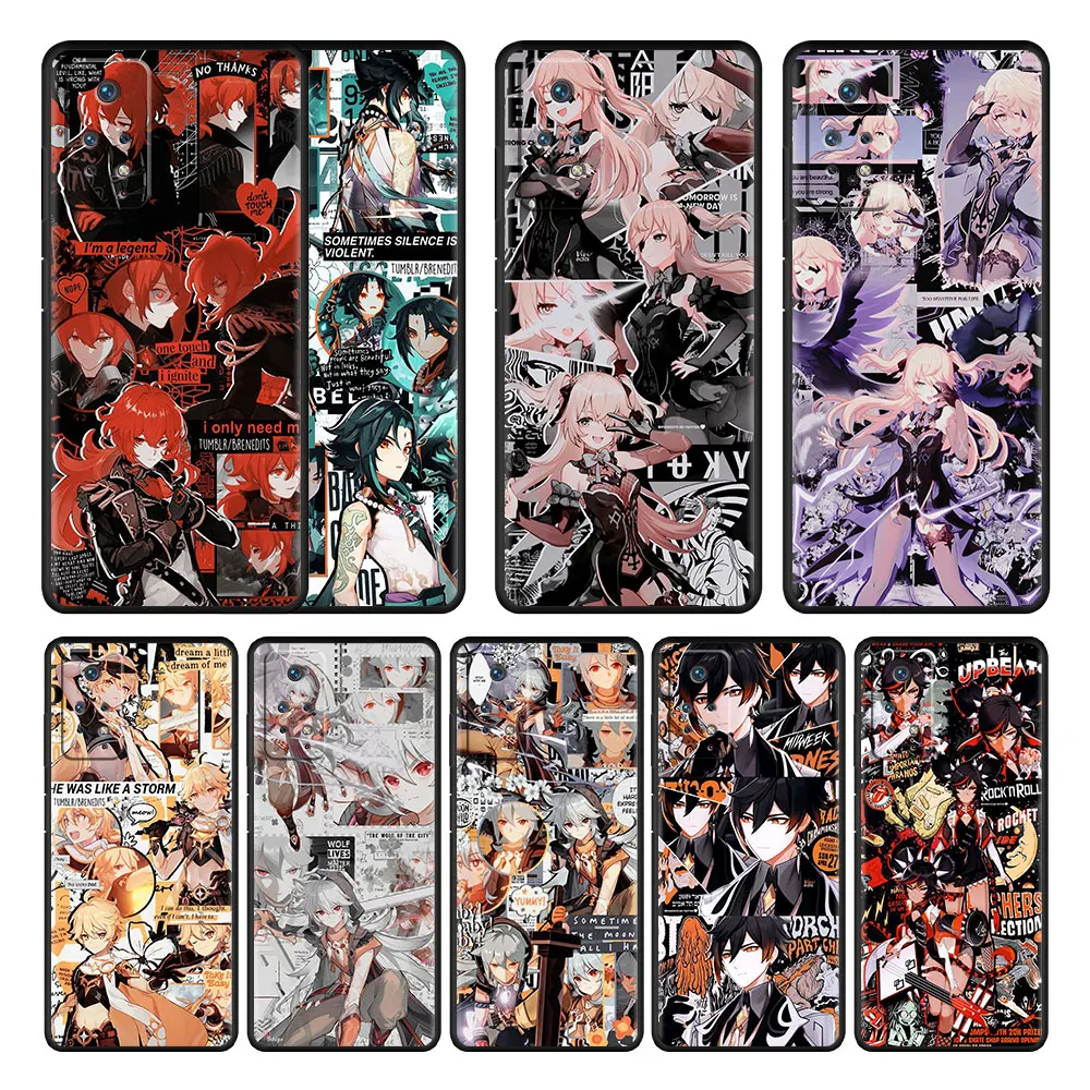 

For Redmi Note K40 9T 11 Pro 9C 7 9 10 8 9S 9A K40S K50 10C Celular Case Style Fashion Genshin Impact