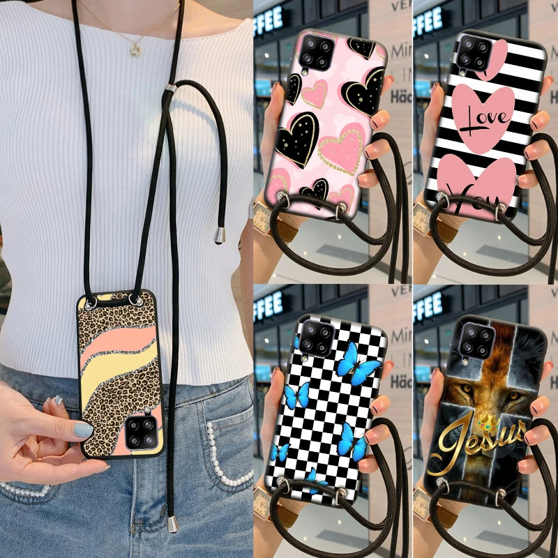 Luxury Necklace Lanyard Rope Cover Case For Samsung Galaxy A70 A72 A71 A8 Plus 2018 A80 A82 A8S A9 Pro A90 A91 A9S Phone Cases