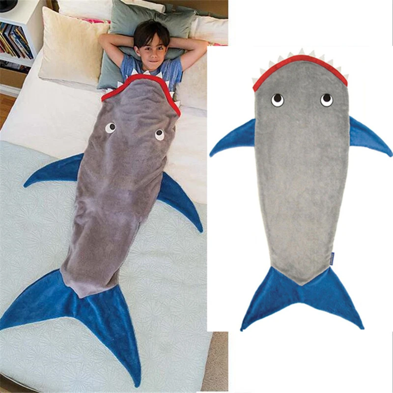 

Shark Tails Animal Blanket for Kids Cozy Durable Seamless Snuggle Plush Throw Enlarged Size Gray Sleeping Bag with Blankie