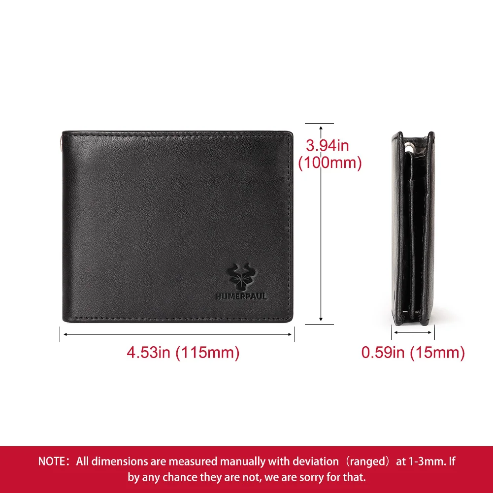 Short Genuine Leather Men Wallet Vintage Large-capacity Credit Card Holder Wallets RFID Protect Purse with Long Anti-theft Chain