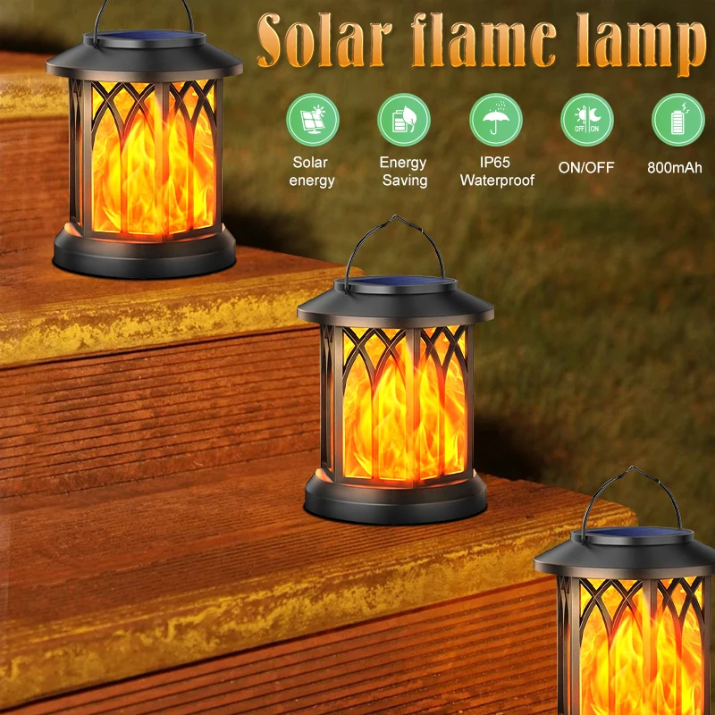 

LED Solar Simulation Flame Lights Outdoor Hanging Waterproof Dancing Flickering Wall Lamp Yard Landscape Decoration Garden Lamp