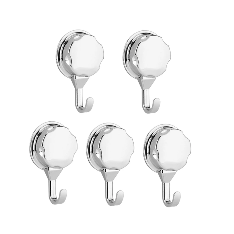 

5Pcs Chromed Vacuum Suction Cup Kitchen Hooks for Towel Hooks Bathroom Wall Hooks Self Adhesive Bathroom Towel Hooks