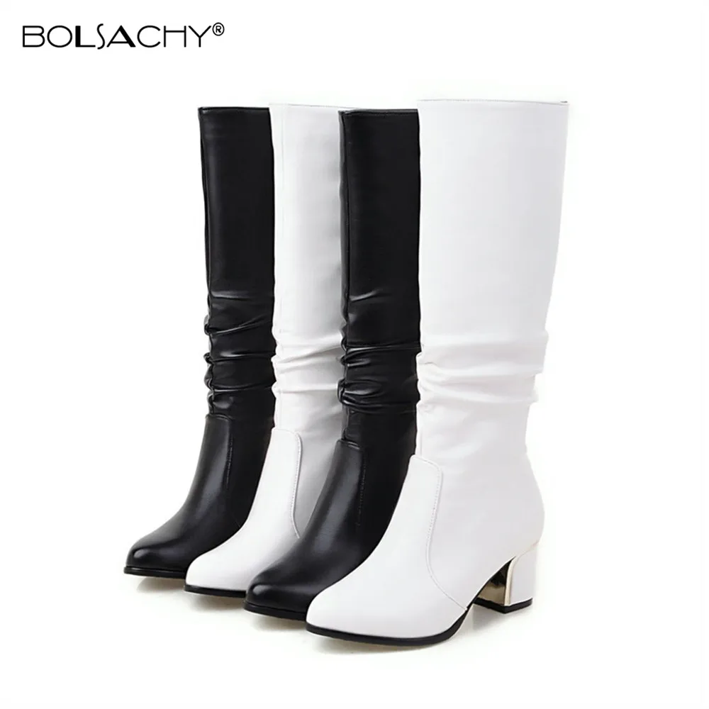 

Fashion Brand PU Leather Women Ankle Boots Sexy Pointed Toe Western Cowboy Shoes Ladies Knee-High Chunky Wedges Botas Mujer32-43