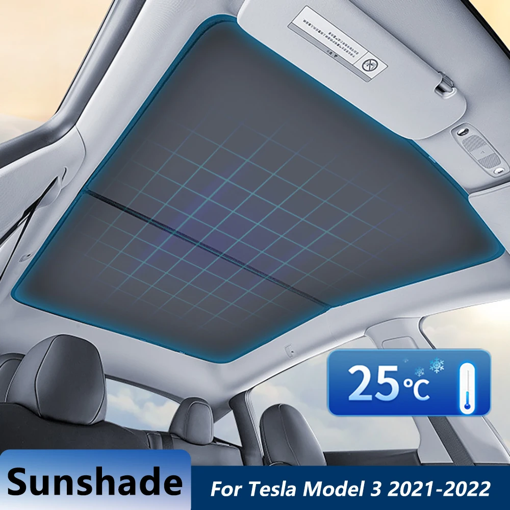 

New Sunshade Cool Down Skylight Glass Roof Shading Buckle Sun Shades For Tesla Model 3 2021 2022 Front Rear Sunroof Windshield