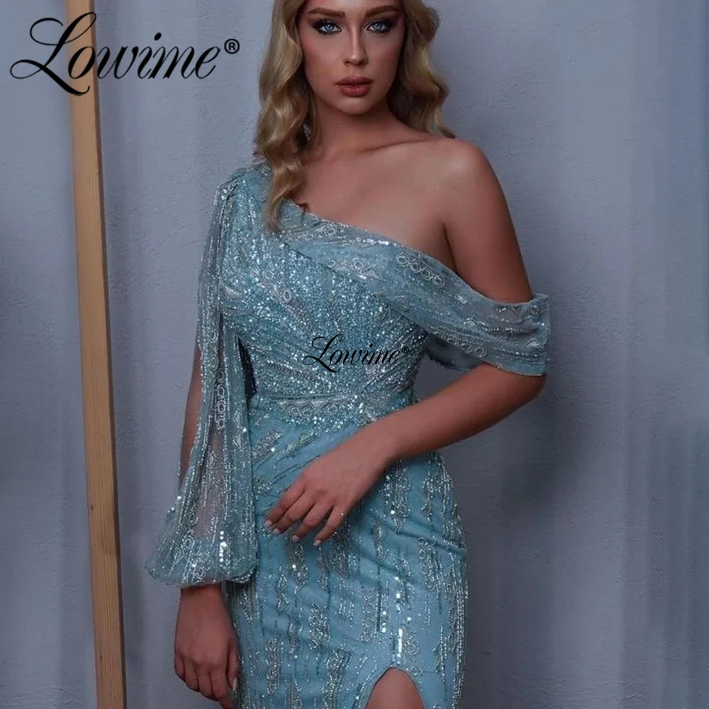 

Lowime Mint Green Long Mermaid Party Dresses Sequins Evening Gown Women Evening Wear Wedding Prom Dress Celebrity 2022 Customize