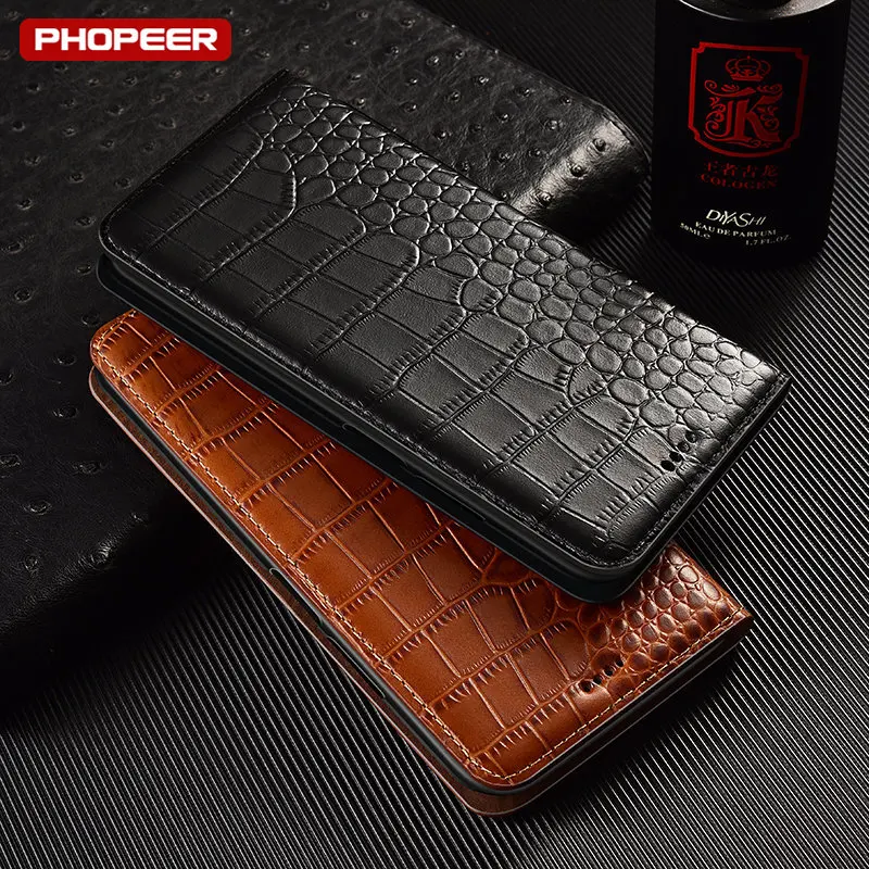 

Crocodile Texture Genuine Leather Flip Case For OPPO Realme C55 C30S C30 C31 C33 C35 C15 C17 C20 C21 C20A C25 C25s Cover Cases