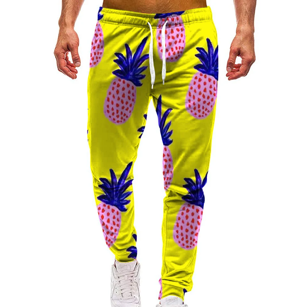 Unisex 3D Pattern Sports Pineapple Print Pants Casual Fruit Graphic Trousers Men/Women Sweatpants with Drawstring