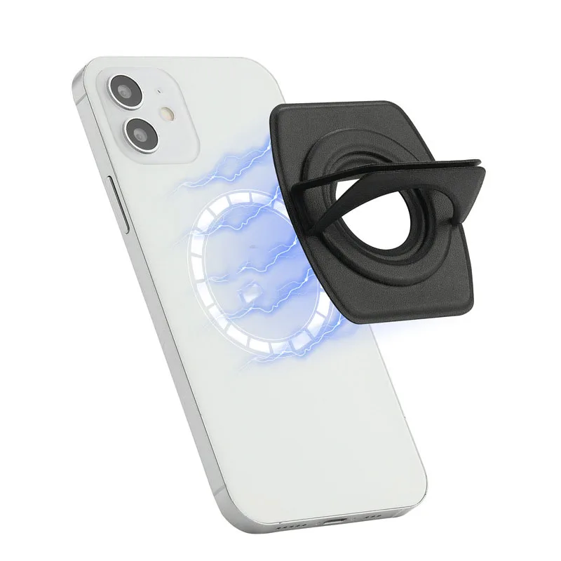 

Compatible with Magsafe Accessories Magnetic Desktop Phone Holder for Iphone 14 13 12 Pro Leather Cover Case Back with Kickstand