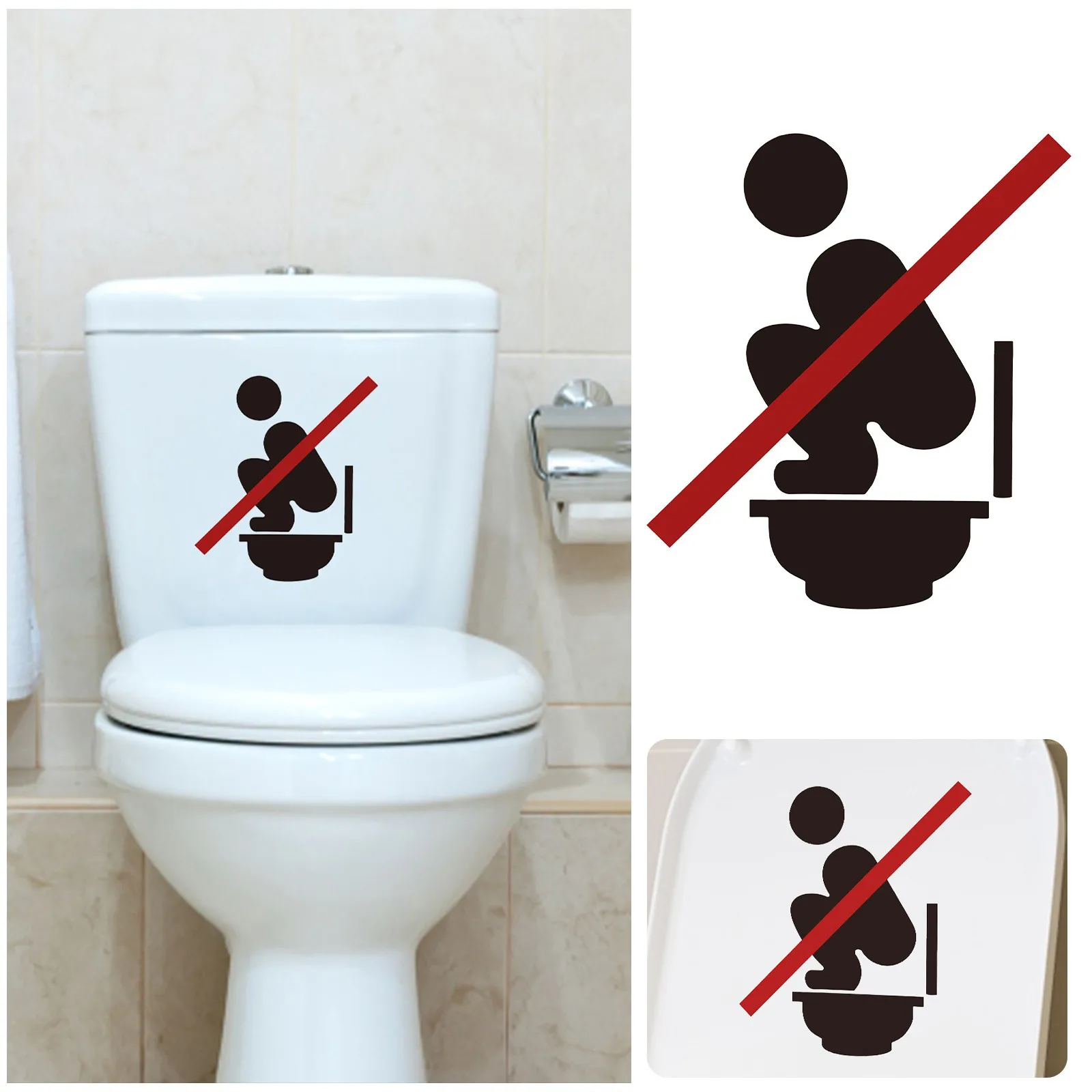 

Funnys Bathroom Toilet Stickers Personalized Stickers Public Restroom Tips Toilet Stickers Pvc WC Flush Toilet Pattern Sticker
