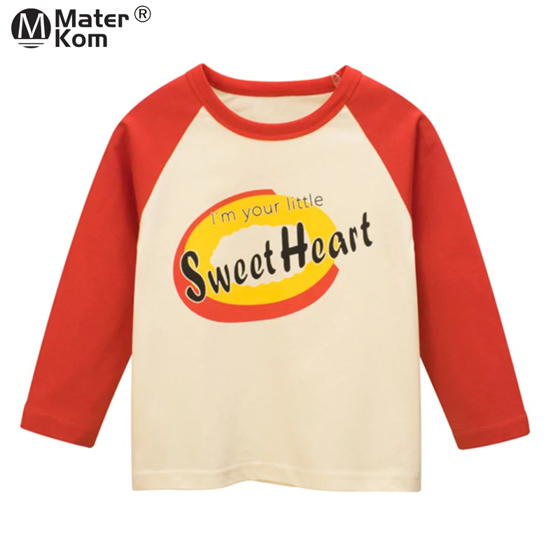 

Casual T Shirts for Girls Long Sleeve Tops Kids Clothing with Letter Print Fashion Soft Cotton Tees Clothes for Children 2 to 7y