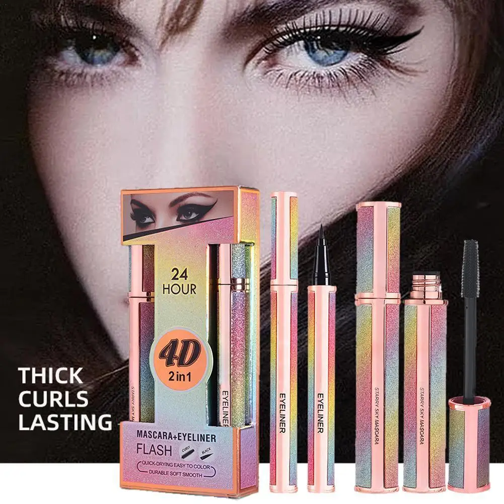 

Star 4D Mascara Eyeliner Thicken Lengthen Lash Makeup Cosmetics Thick Eye Eyelashes Long-Lasting Curly Combination Waterpro D3I2