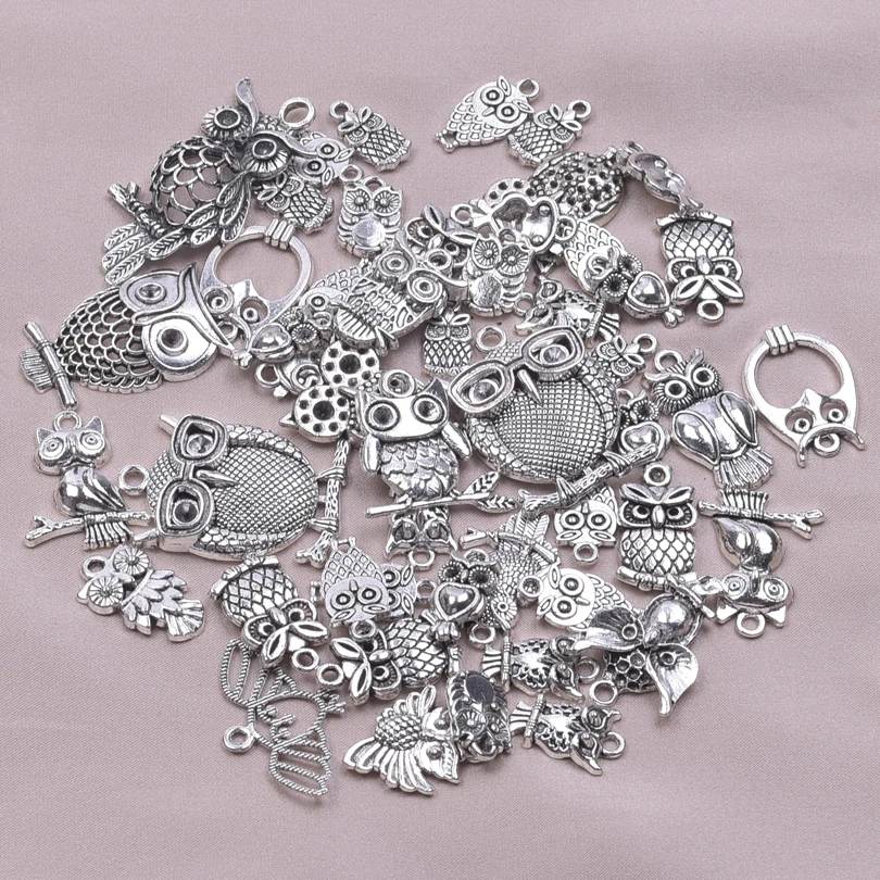 

New Mix Vintage Metal Owl Charms For Jewelry Making Antique Silver Color Cute Animal Pendants DIY Findings Handmade Jewelry Gift