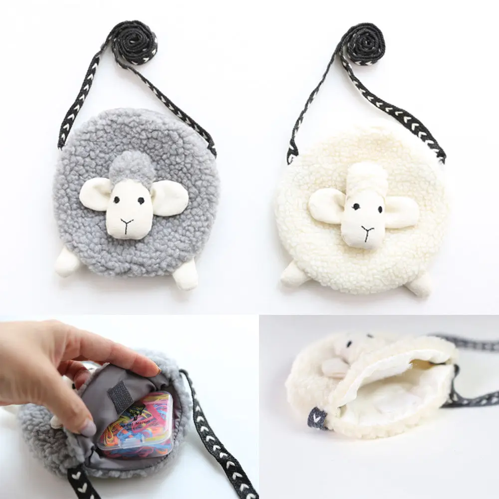 New Style Crossbody Bag for Toddler Girls Cute Sheep Shape Mini Coin Purses Wallet for Kids Shoulder Bag Plush Soft Sweet Purses