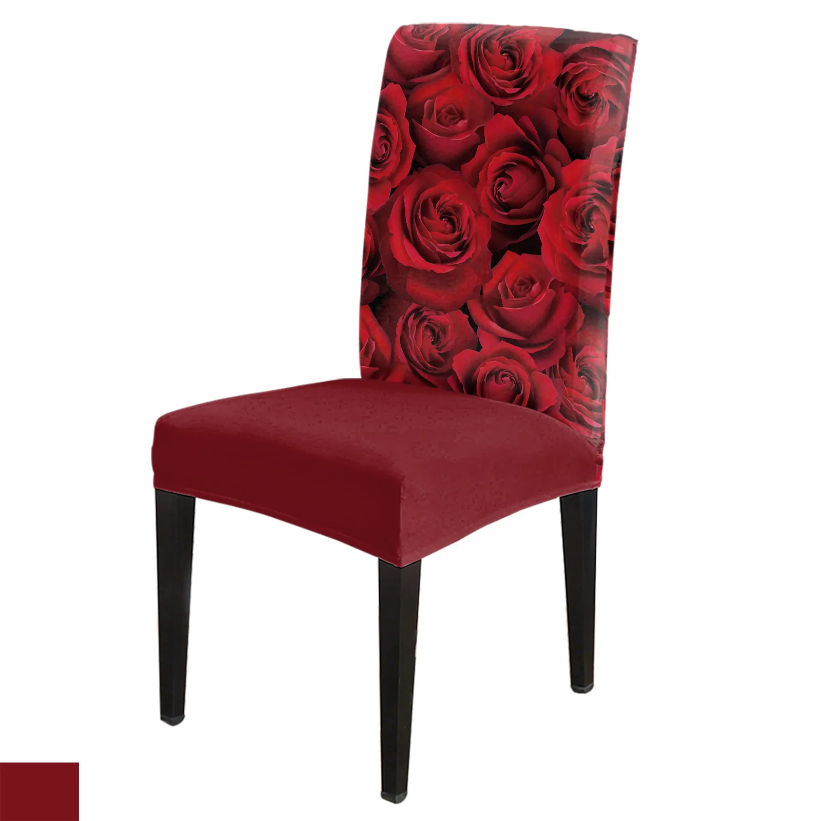 

Valentine Rose Flower Red Stretch Chair Cover Kitchen Dinning Chair Seat Cover Christmas Chair Covers