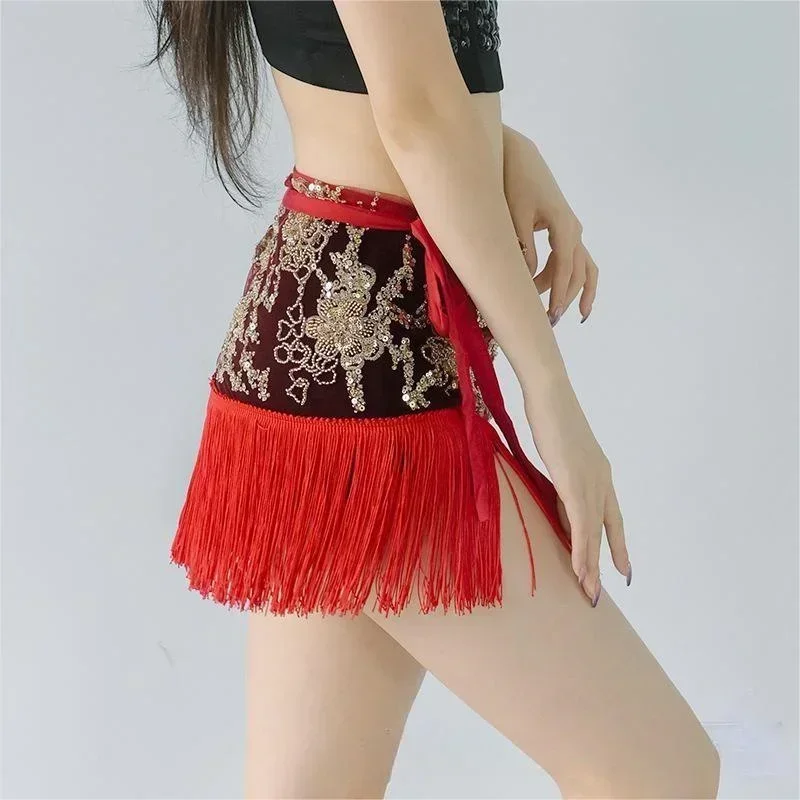 Женский хип-шарф с кисточками и вышивкой для танца живота сексуальный