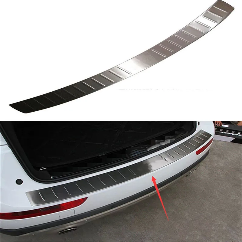 

For Audi Q5 2009 2010 2011 2012 2013 2014-2016 2018 Stainless Steel Rear Bumper Protector Trunk Rear guard Tread Plate Trim 01