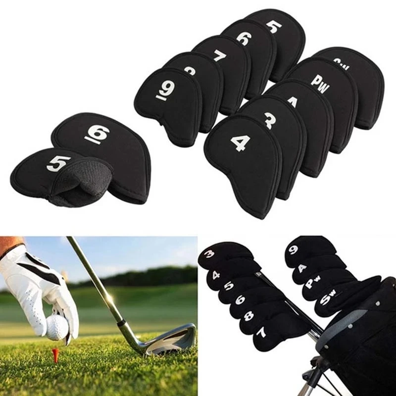 

10Pcs Portable PU Golf Club Iron Head Covers Protector Golfs Head Cover Set Dropship 2021