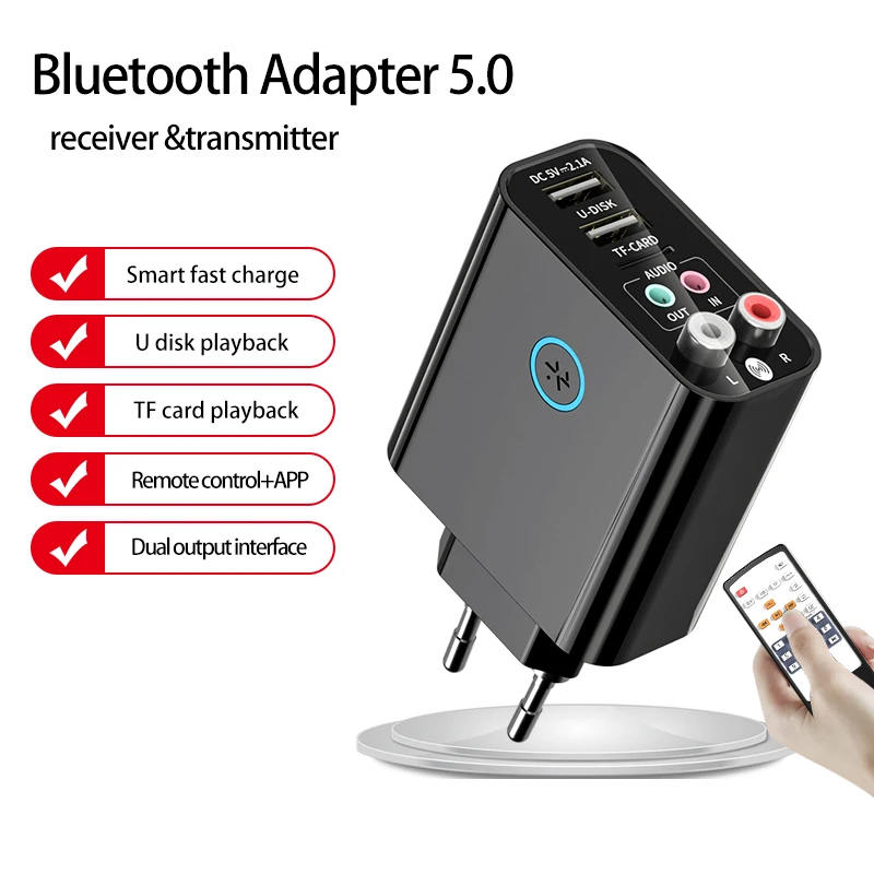 

Адаптер Bluetooth 3,5, приемник-передатчик 2-в-1, мм на беспроводной AUX аудио U-диск/TF-карту, воспроизведение AUX + RAC выход 012