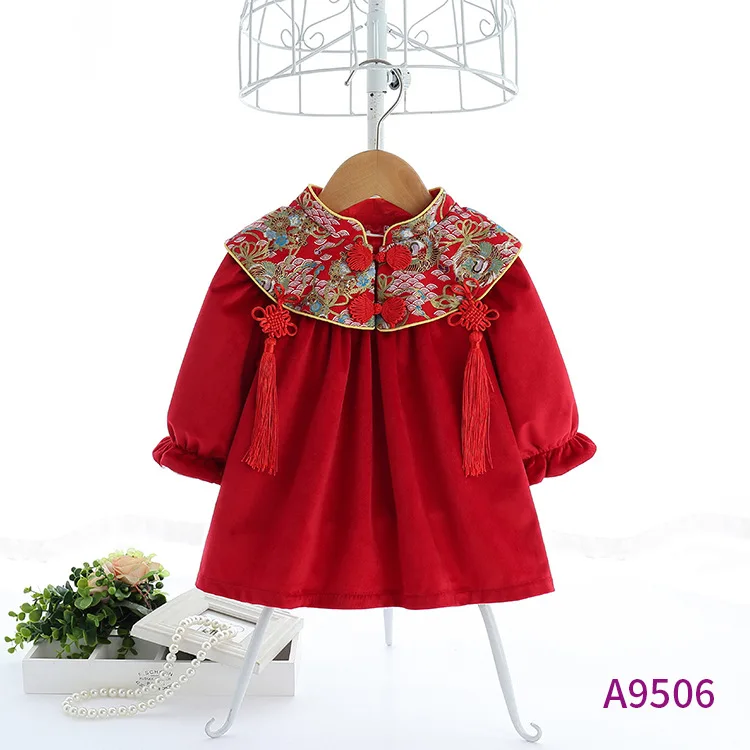 Children's clothing 2022 winter new girl's dress children's fleece annual dress dress skirt