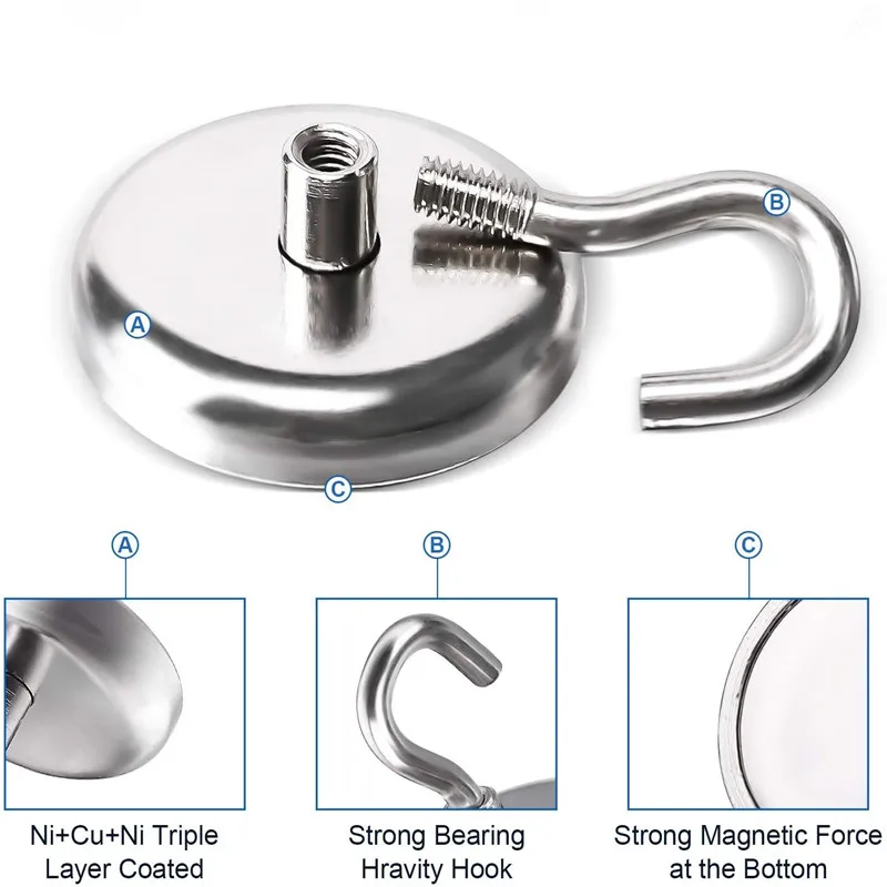 

Magnetic Hooks Strong Neodymium Magnet for Home Kitchen Workplace Office 32mm(1.26inch Diameter 100LBS iron metal wall hook