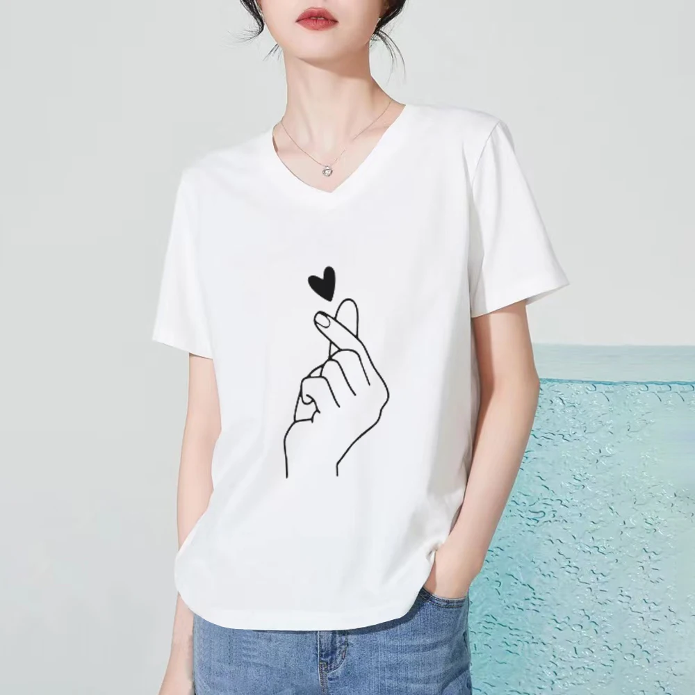 

newFashion women's clothing sells well. Women's short sleeved Korean fashion T-shirt with high-quality printed yzk short sleeves