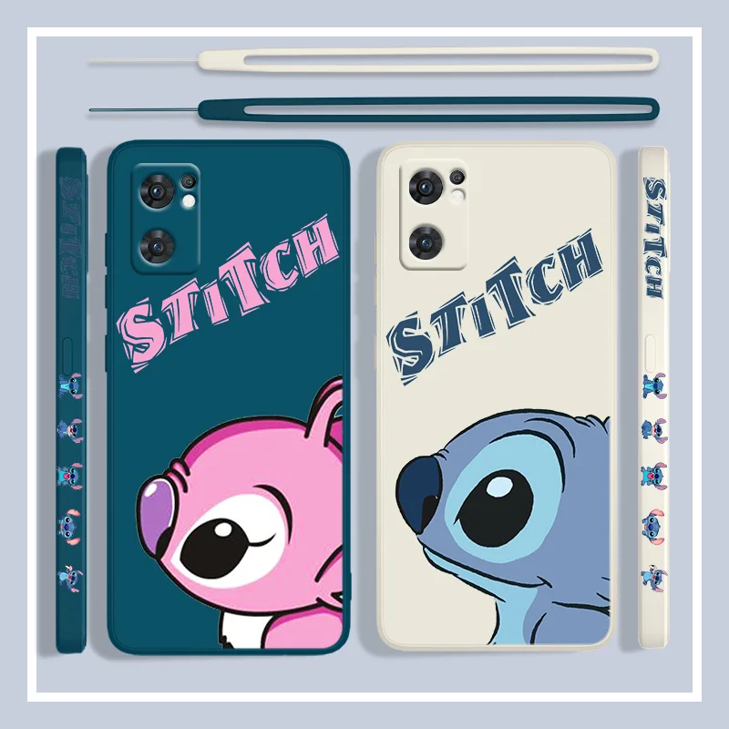 

Stitch of Disney lovely Phone Case For OPPO Find X5 X3 X2 Lite Pro Neo A96 A94 A93 A77 A76 A74 A73 Liquid Left Rope Cover