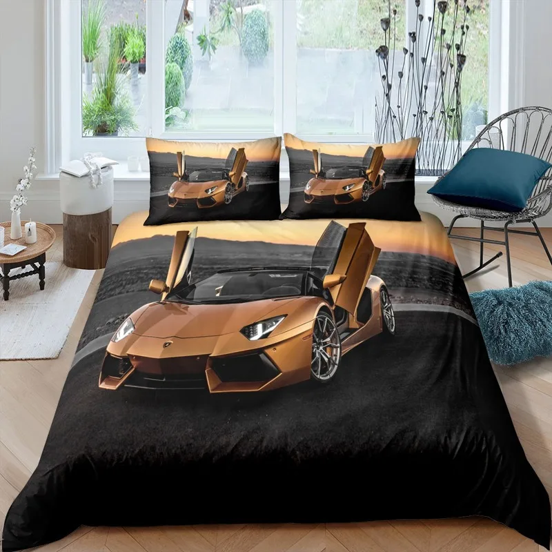 

Racing Car Printed Duvet Cover With Pillowcase Bedding Set Single Double Twin Full Queen King Size 2/3pcs Polyester Quilt Cover