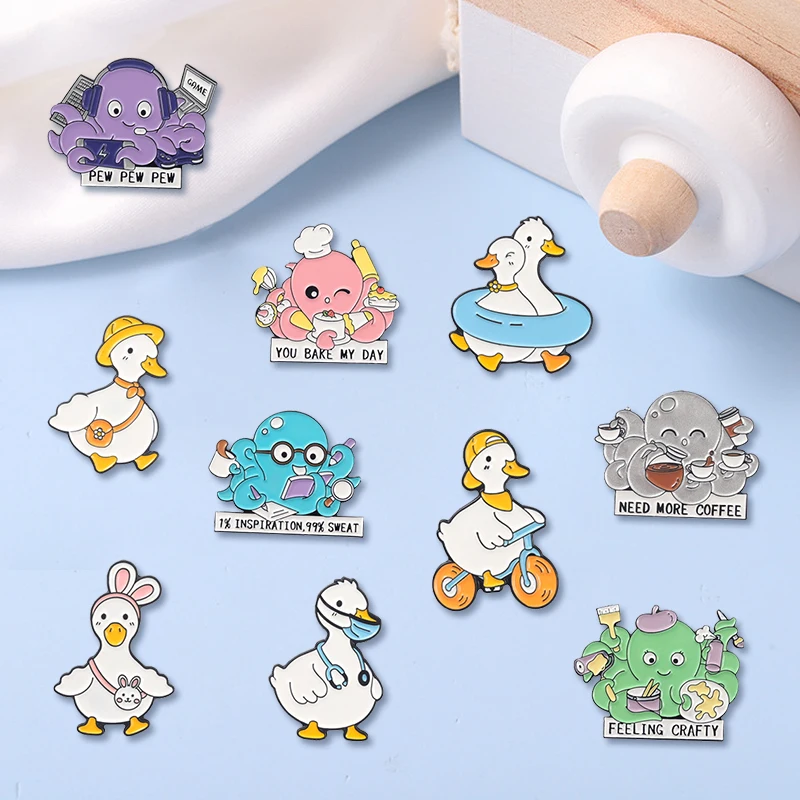 Креативная модная мультяшная брошь на лацкан с изображением милой утки