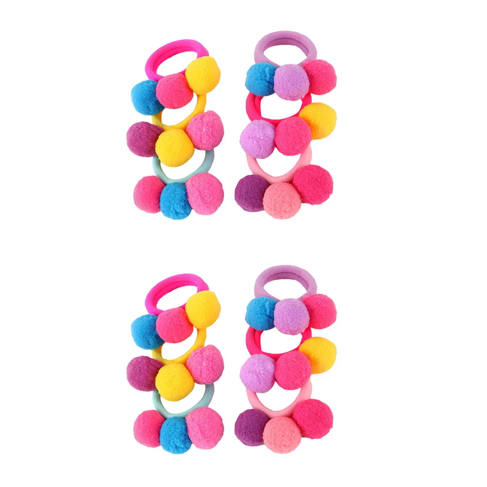 

12pcs Pompom Balls Hair Rings Creative Fabric Hair Rope Hair Accessories for Children