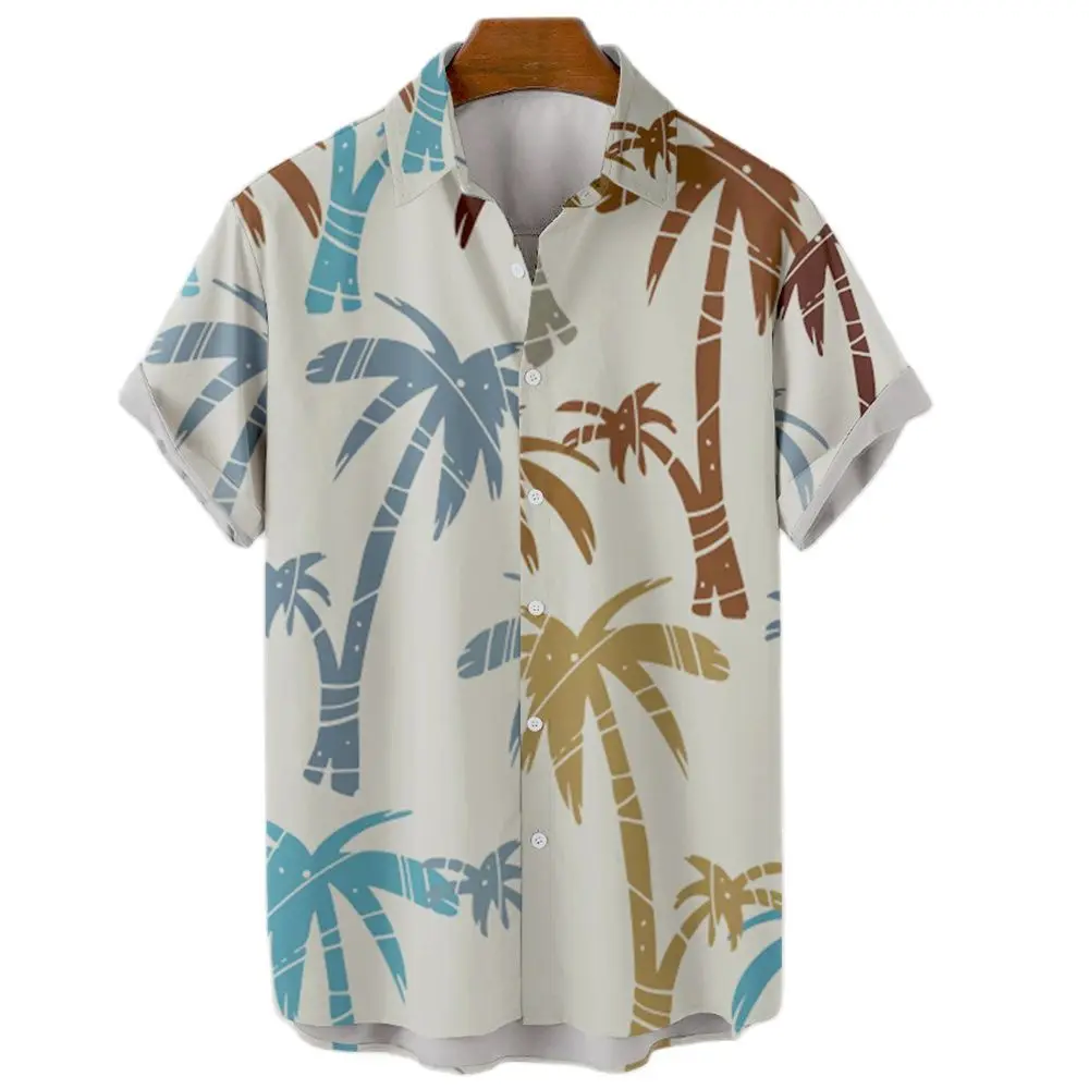 2023 Hawaiian men's shirt 3d simple casual fashion unique chest summer beach short sleeve long sleeve quick-drying top